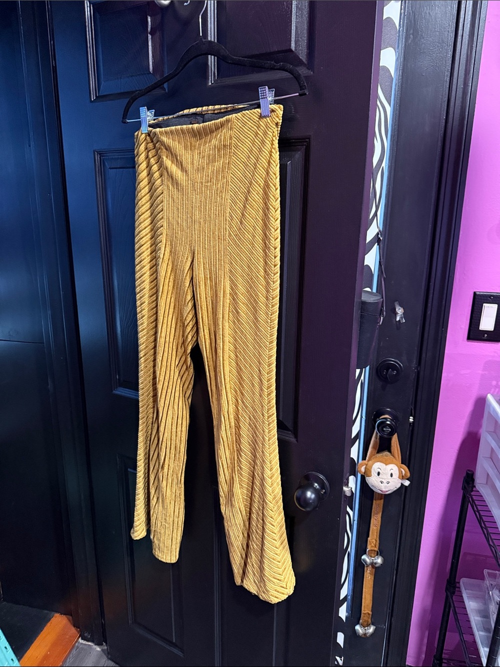 Free People Mustard Yellow Velvet Wide-Leg Pants